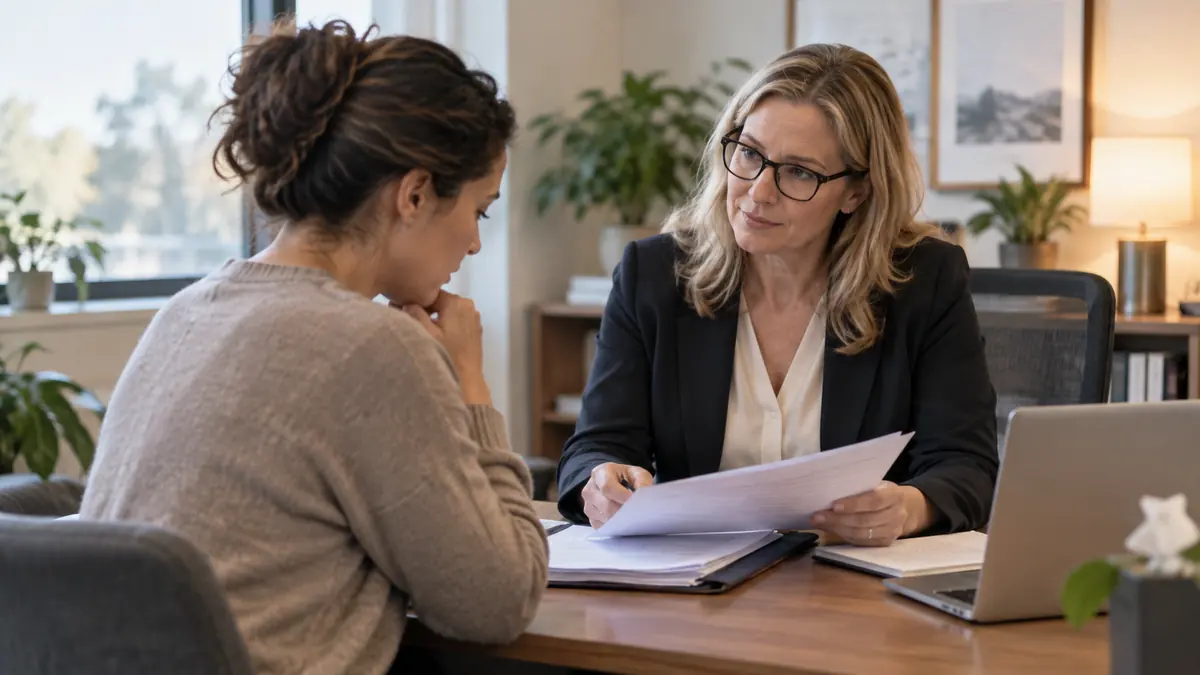 Employee and human resources professional reviewing disability leave