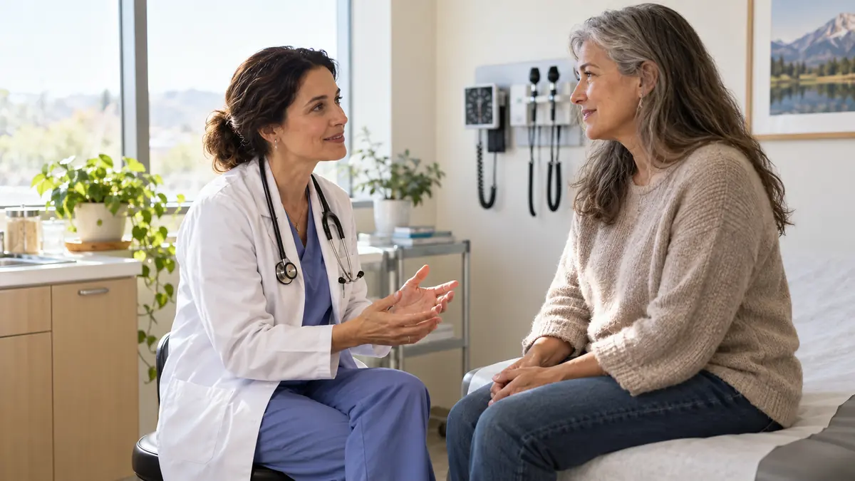 Physician having an unrushed conversation with a primary care patient