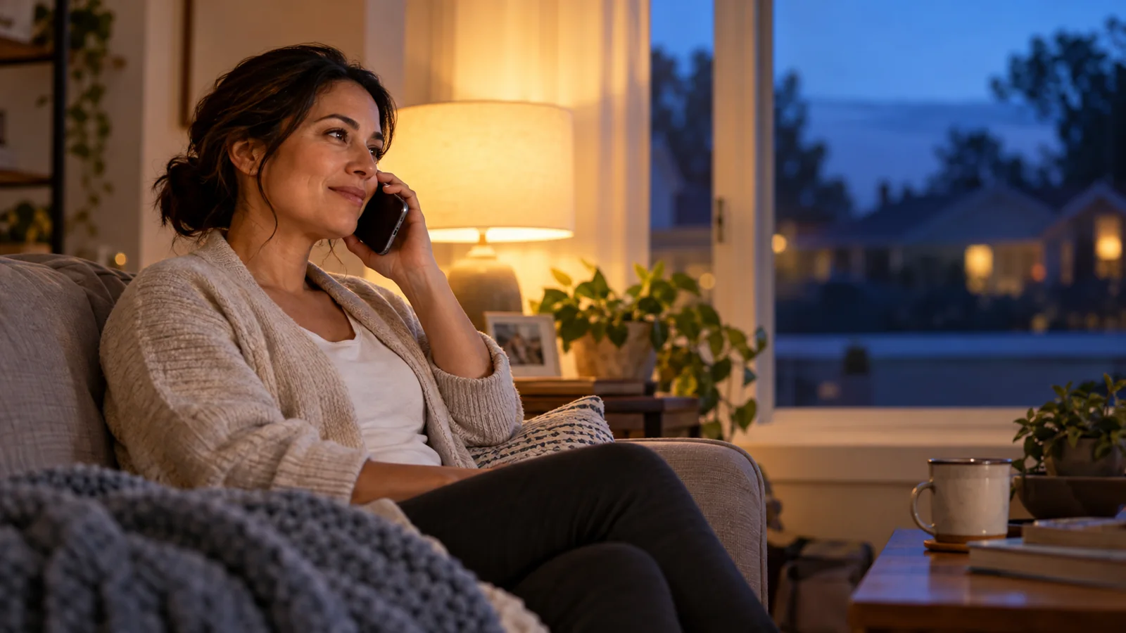 Patient calling a healthcare practice from home in the evening